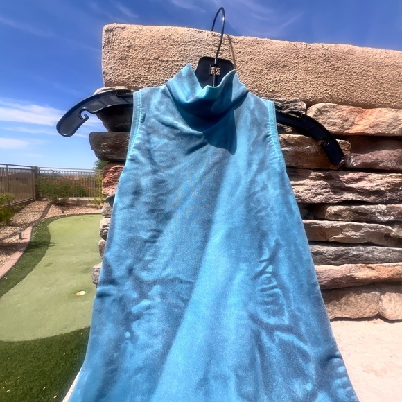 Blue dance mock turtleneck water color leotard women’s size small - Picture 8 of 17